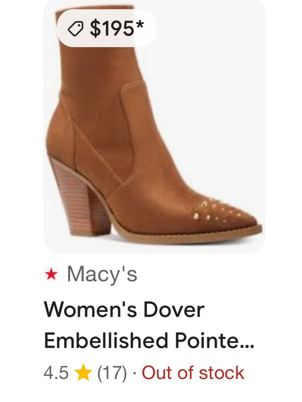Michael Kors Brown Leather Pointed Toe Stud Ankle Boot